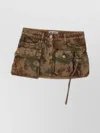 ATTICO MINI SKIRT WITH CAMOUFLAGE PATTERN AND POCKETS