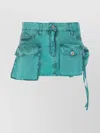 Attico Mini Skirt With Distressed Finish And Pockets