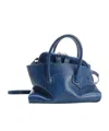 Attico La Passeggiata Mini Craqueled Leather Handbags Blue In Blue