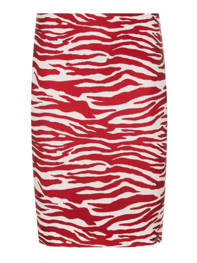 Attico Abstract-print Skirt In Red