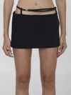 Attico Double-waisted Mini Skirt In Black