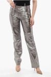 Attico Mirror-like Leather Pants With Worn Out Effect