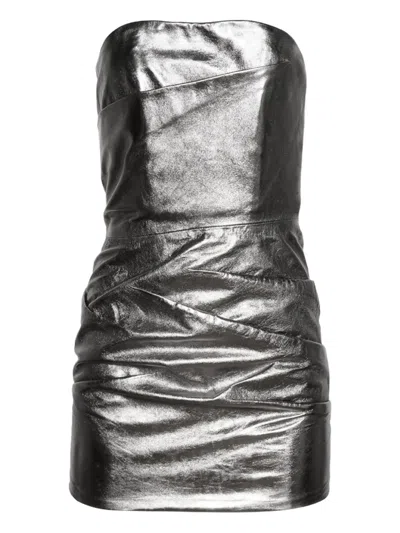 Attico Mirror Mini Dress In Gray