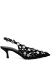 Attico The  Black Open Lattice Design Low-heeled Shoes In Black