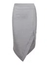 Attico Melange Grey And Beige Midi Skirt In Grey