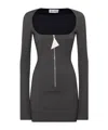 Shop Attico Mélange-effect Mini Dress In Black