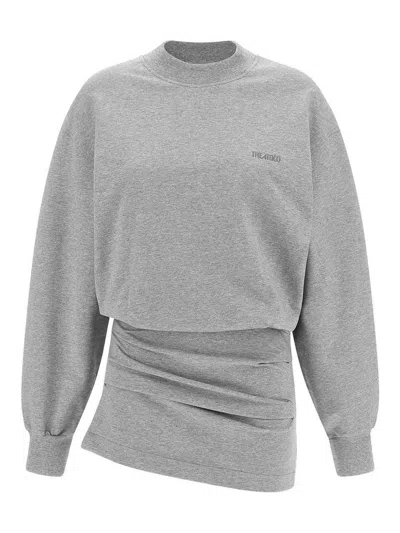 Attico Mlange Sweatshirt Dress In Gray