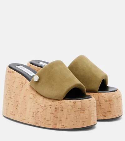 Attico Mochi Flatform Wedge Sandals Khaki In Multi