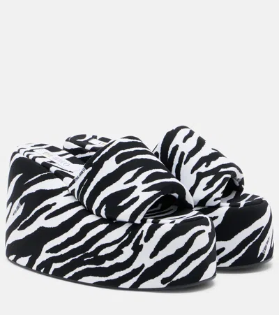 Attico Mochi Zebra-print Platform Slides In Black