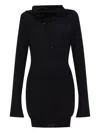 Attico Mock-neck Button-up Mini Dress In Black