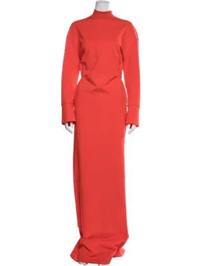 Pre-owned Attico Mock Neck Long Dress In Orange