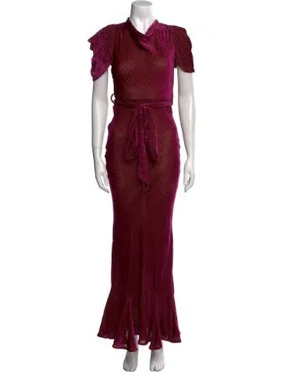 Pre-owned Attico Mock Neck Long Dress W/ Tags In Burgundy