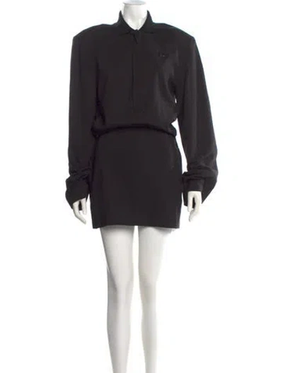 Pre-owned Attico Mock Neck Mini Dress In Black