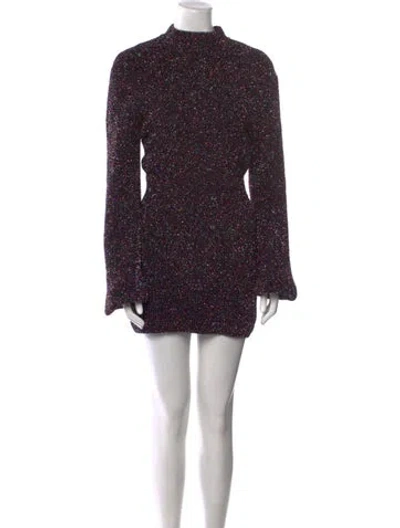 Pre-owned Attico Mock Neck Mini Dress In Purple