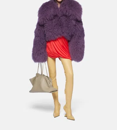 ATTICO MONGOLIA FUR BOMBER JACKET IN VIOLET
