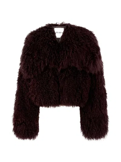 Attico Mongolia-fur Jacket In Burgundy