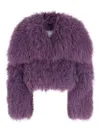 Attico Mongolia Fur Bomber Jacket In Violet In Purple