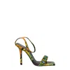 Attico Multicolor Leather Sandal In Green