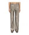 Attico Mirror-like Leather Pants With Worn Out Effect In Gray
