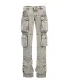 Attico 'essie' Distressed Cargo Trousers With Multiple Pockets In Gray