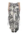 Attico Fern Printed Wide-leg Cargo Jeans In Black
