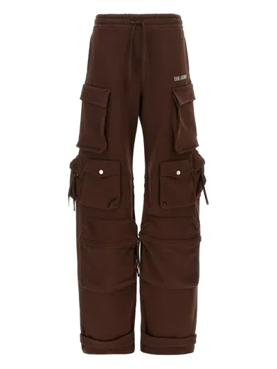 Attico Multi-pockets Track Pants In Brown