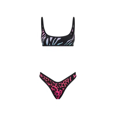 Attico Multicolor Animal Print Bikini Set In Multicolour