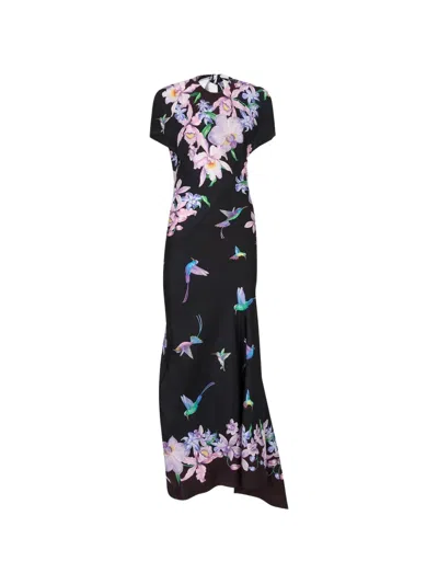 Attico Multicolor Midi Dress In Black
