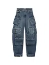 Attico Multi-pocket Cargo Pants In Blue