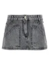 Attico Multipocket Grey Denim Mini Skirt In Gray