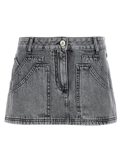 Attico Multipocket Grey Denim Mini Skirt In Gray