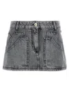 Attico Gray High-waisted Slim Fit Denim Mini Skirt In Gray