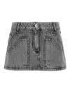 Attico Gray High-waisted Slim Fit Denim Mini Skirt In Grey