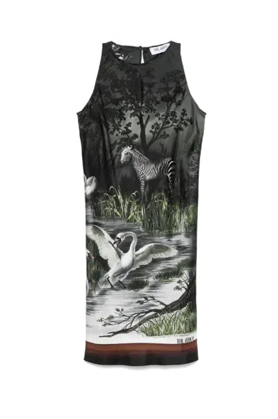 Attico Nature-inspired Print Mini Dress In Black