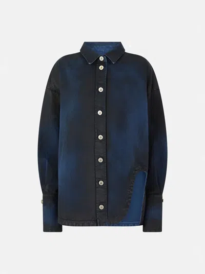 Attico Navy And Pirate Black Short Coat In Navy Blazer/ Pirate Black