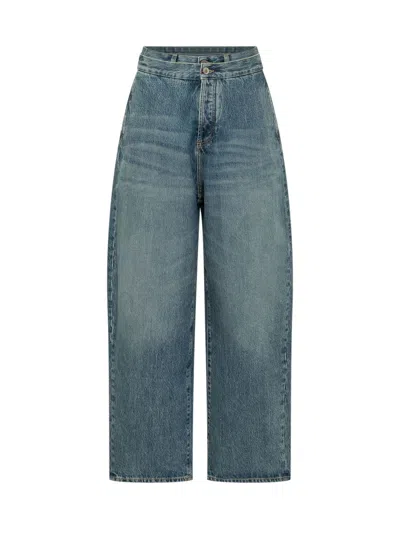 Attico Navy High Rise Jeans In Blue