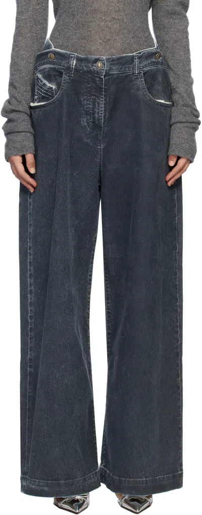 Attico Navy Long Jeans In Blue