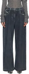 Attico Loose Fit Denim Trousers In 184 Navy Blue