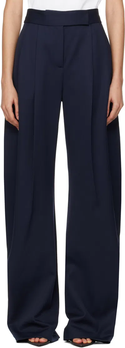 Attico Navy Long Trousers In 184 Navy Blue