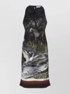 Attico Night Landscape Smoke Print Halter Dress
