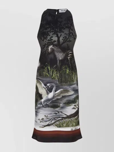 Attico Night Landscape Smoke Print Halter Dress