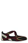 Attico Nomad Bordeaux Ballet Shoes With Criss-crossed Straps And Mesh Panels In Tech Fabric And Suede Woman