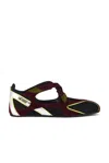 Attico Nomad Bordeaux Ballet Shoes With Criss-crossed Straps And Mesh Panels In Tech Fabric And Suede Woman In Black