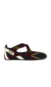 Attico Nomad Bordeaux Ballet Shoes With Criss-crossed Straps And Mesh Panels In Tech Fabric And Suede Woman In Burgundy
