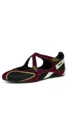 Attico Nomad Bordeaux Ballet Shoes With Criss-crossed Straps And Mesh Panels In Tech Fabric And Suede Woman In Black