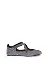 Attico Nomad Grey Ballet Shoes With Criss-crossed Straps And Mesh Panels In Tech Fabric And Suede Woman In Gray