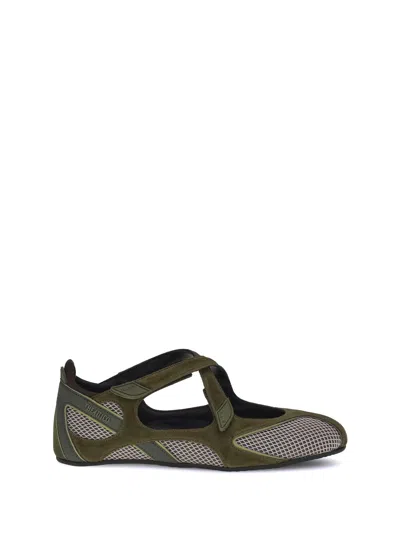 Attico Nomad Ballerinas In Green