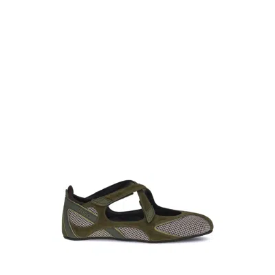 Attico Khaki Floor 01 Ballerina Flats In Green