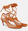 Attico Square Toe High Heel Sandals In Orange