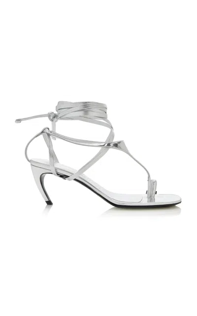 Attico 65mm Customizable Sculptural-heel Sandals In Silver